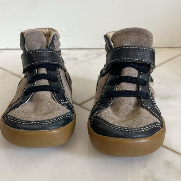 Old Soles, toddler or baby 7, leather Velcro gray black high top sneakers - Picture 2 of 9